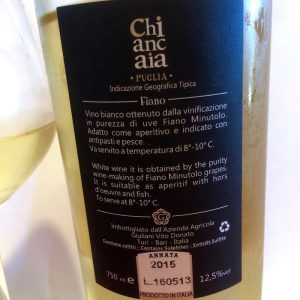Chiancaia igt Puglia-bianco retro etichetta